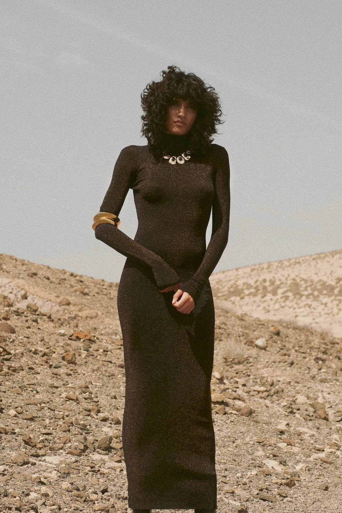 Shimmer Mockneck Dress (Black) sold by SAME product image thumbnail 2