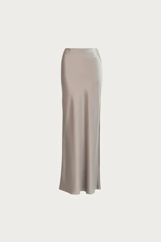 Satin Maxi Skirt (Silver) sold by SAME