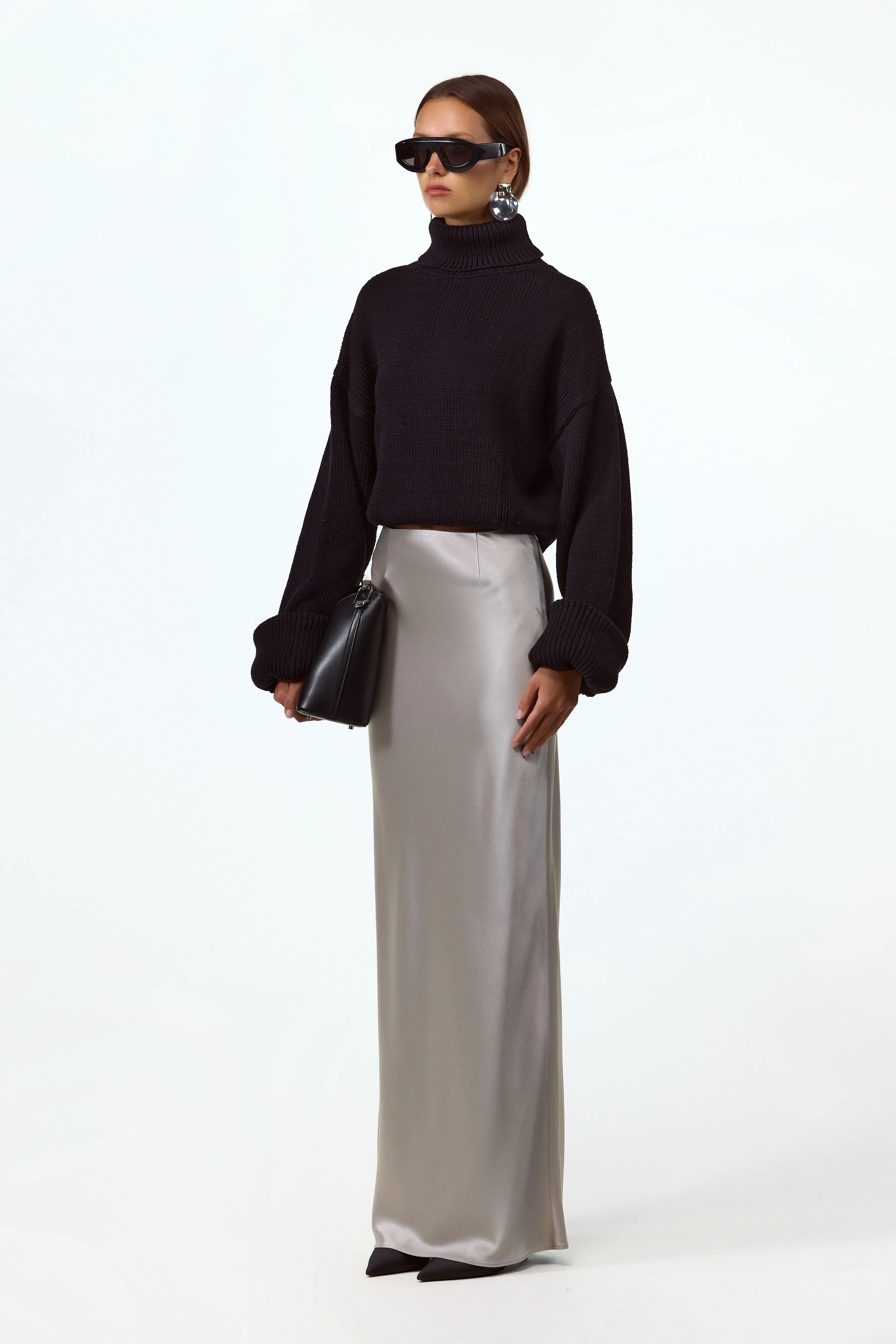 Satin Maxi Skirt (Silver) sold by SAME product image thumbnail 3