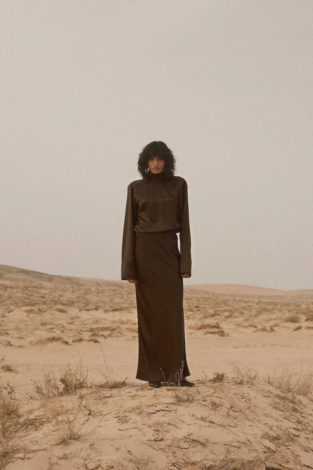 Satin Maxi Skirt (Chocolate Brown) sold by SAME product image thumbnail 2