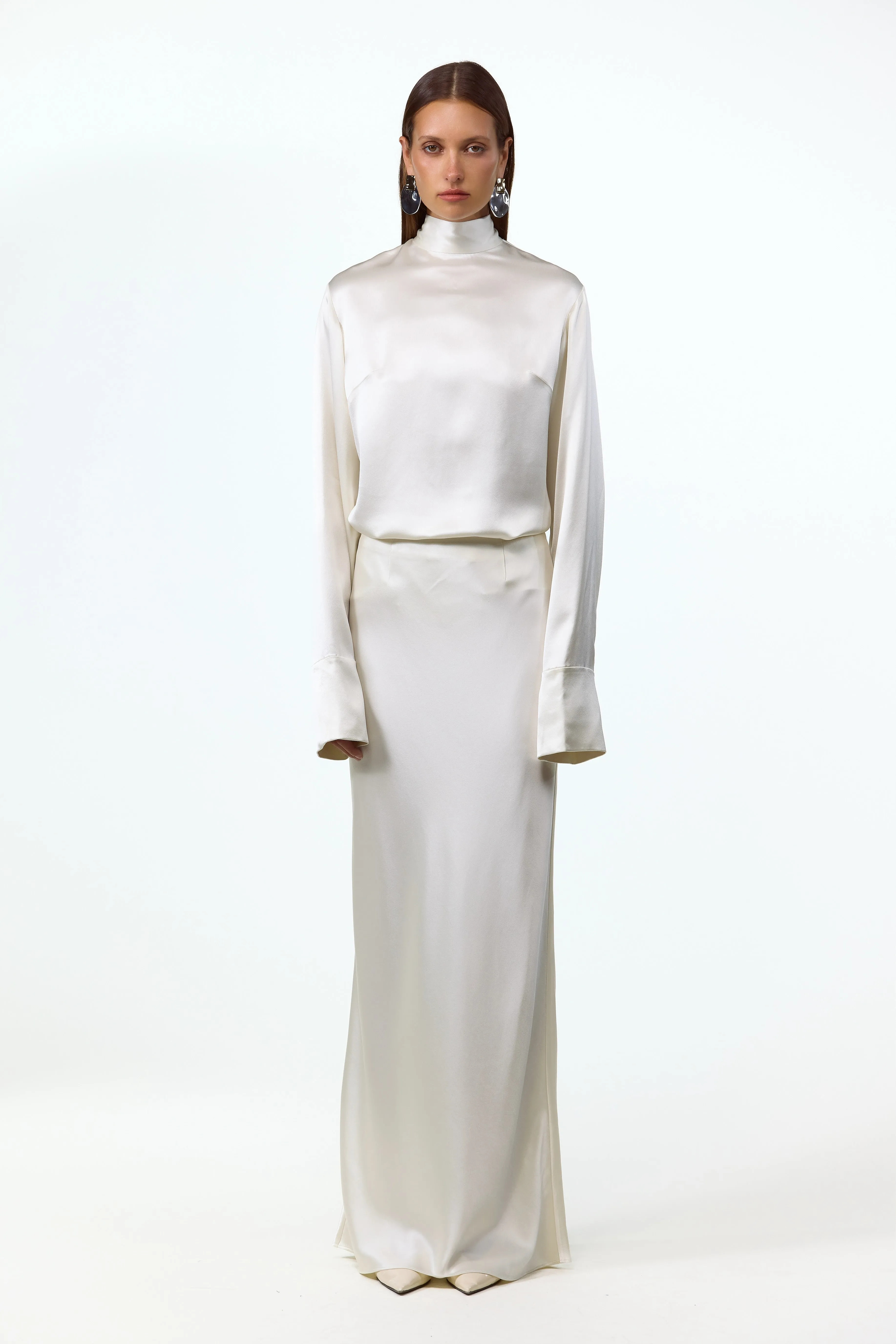 Satin Maxi Skirt (Cream) sold by SAME product image thumbnail 4