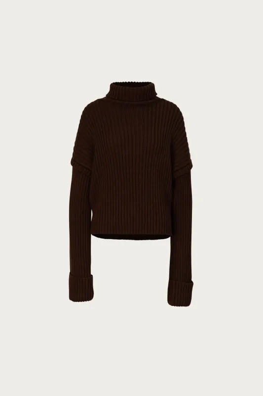 Oversized Ribbed Wool Sweater (Chocolate Brown) sold by SAME