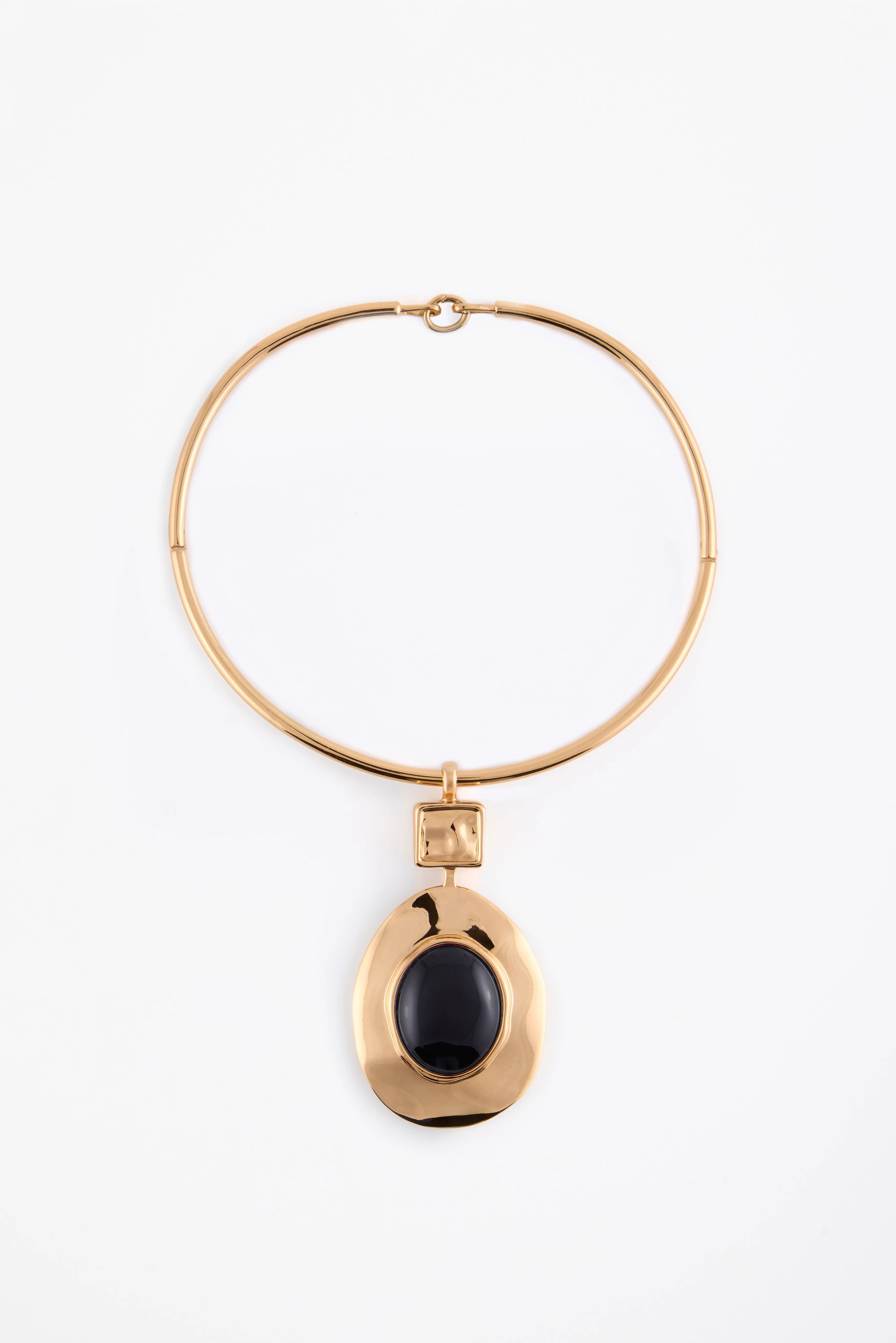 Stone Drop Necklace (Gold/Black) sold by SAME