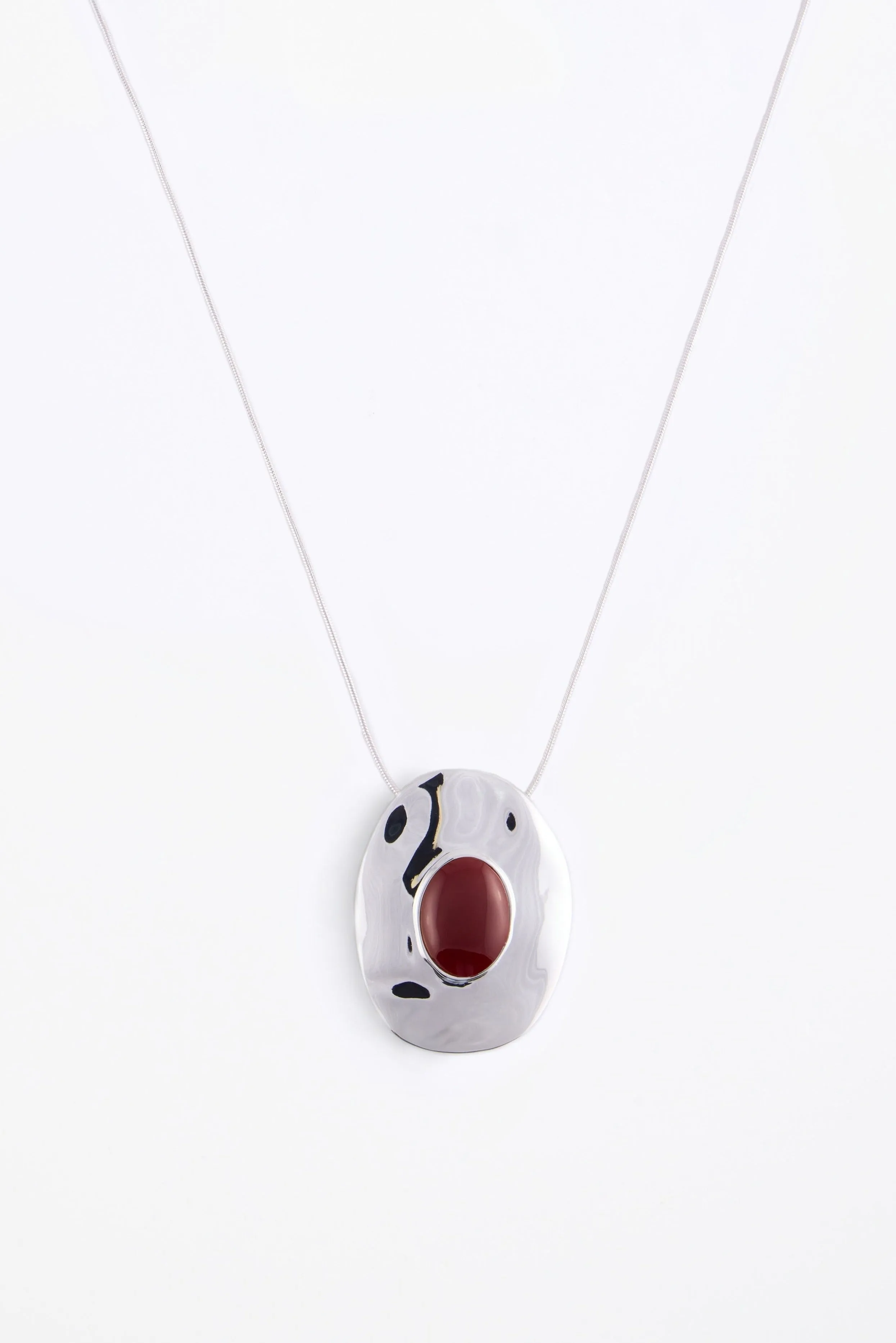 Stone Pendant Necklace (Silver/Oxblood) sold by SAME