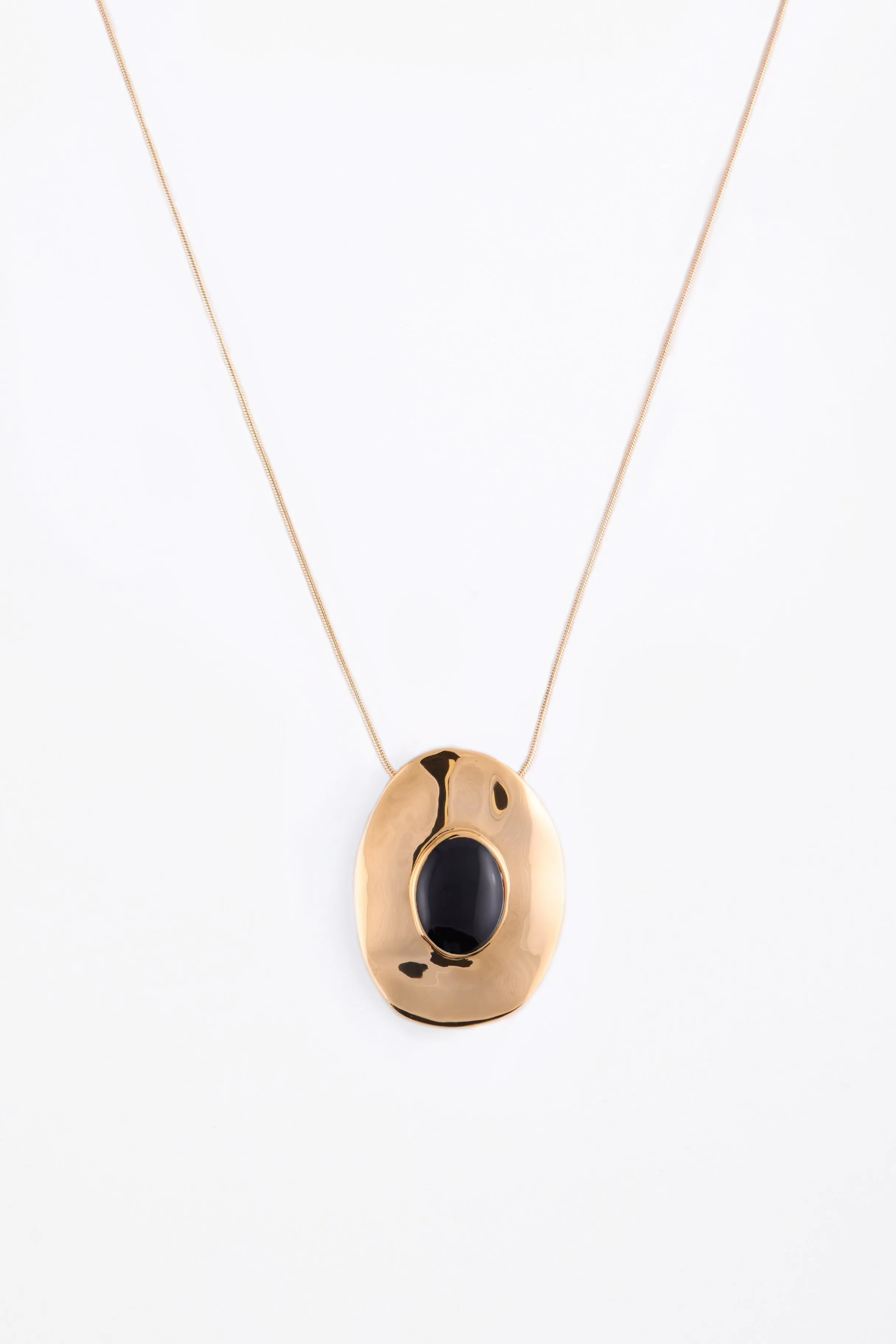 Stone Pendant Necklace (Gold/Black) sold by SAME