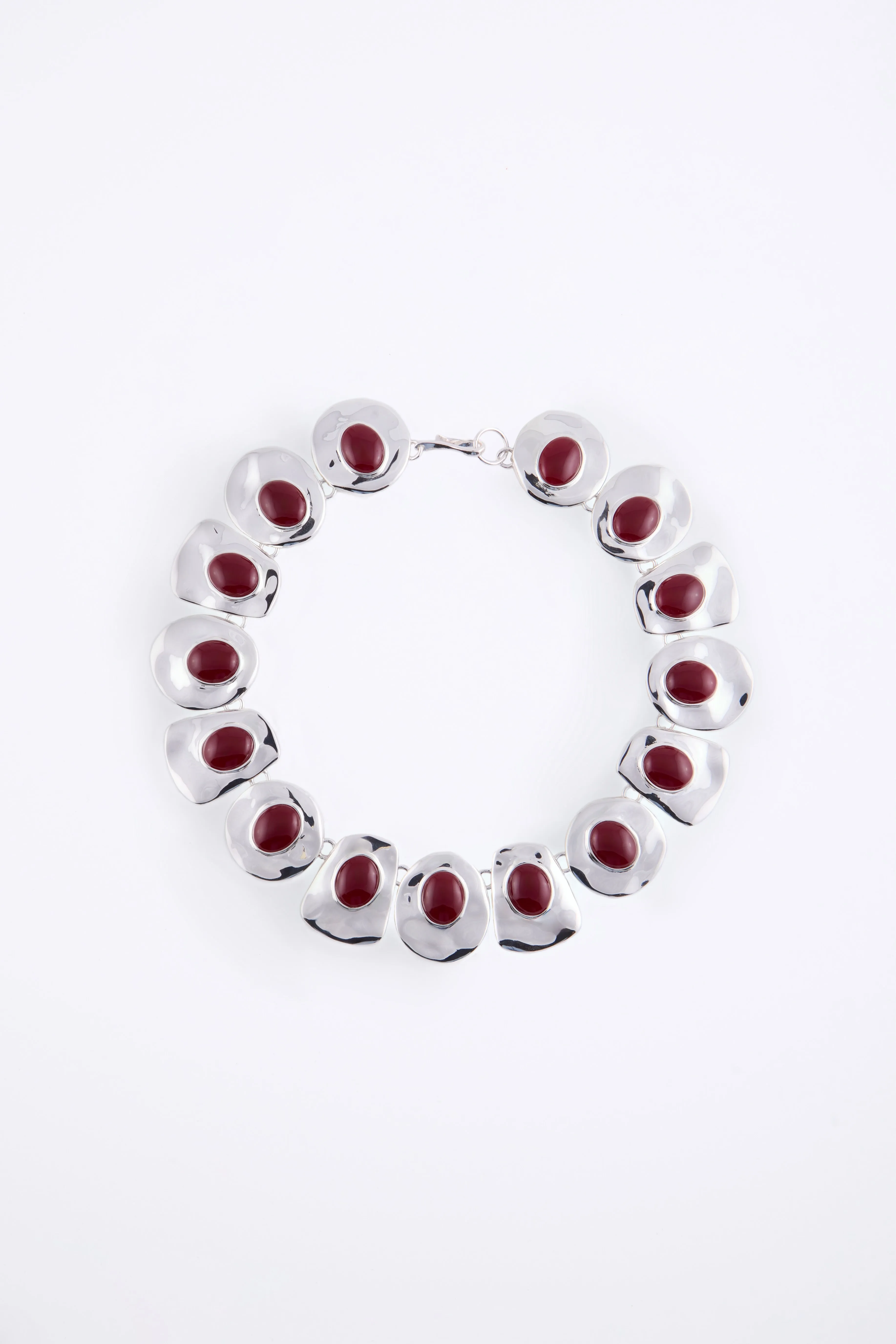Stone Collar Necklace (Silver/Oxblood) sold by SAME