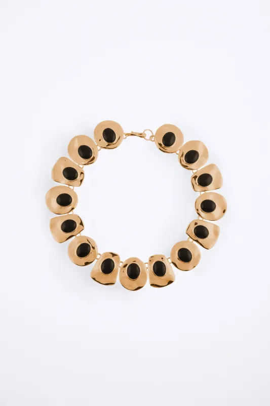 Stone Collar Necklace (Gold/Black) sold by SAME