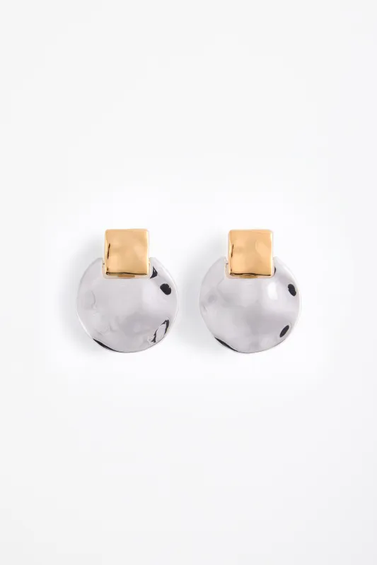 Hammer Two Tone Earring (Silver/Gold) sold by SAME