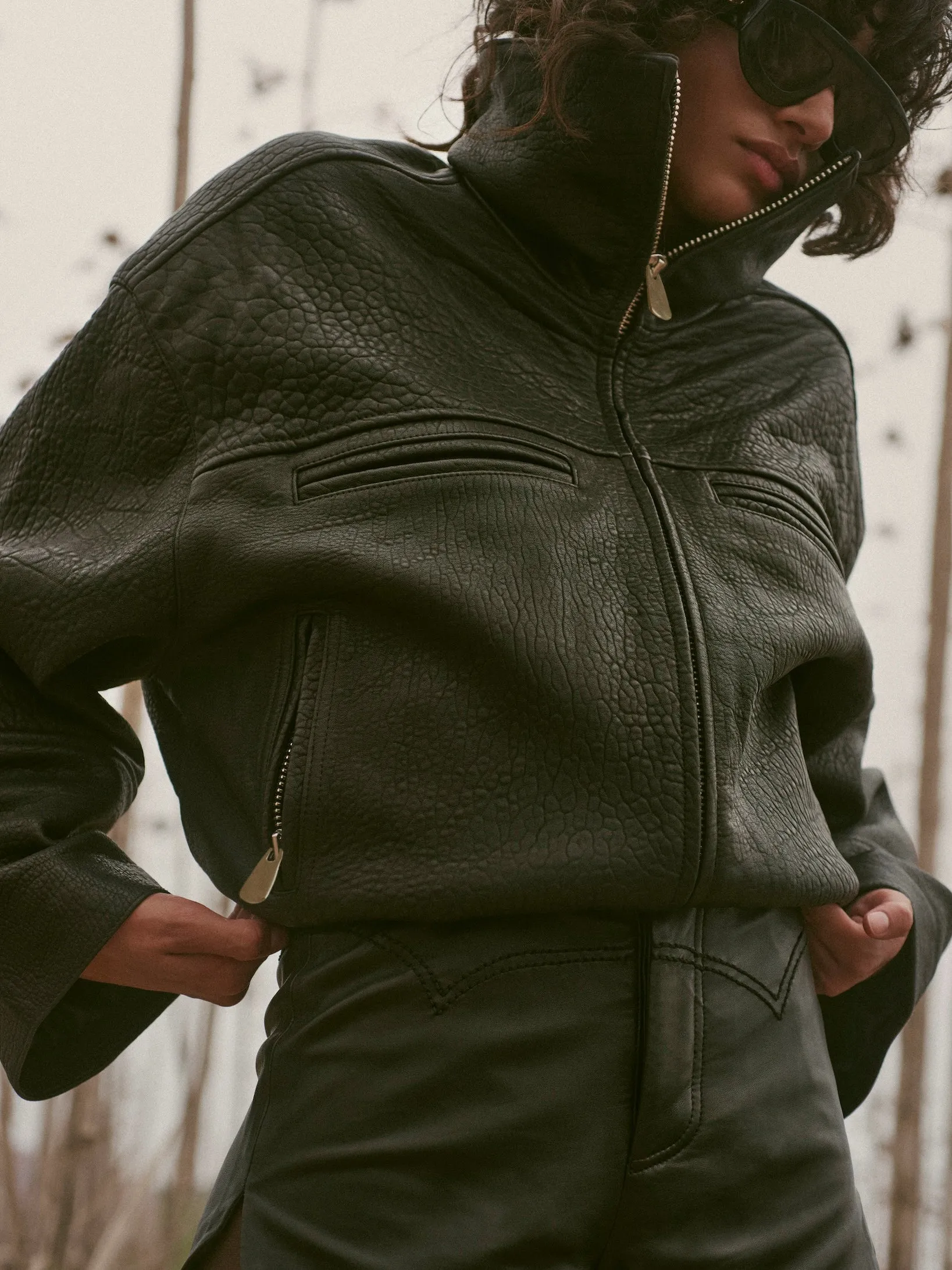 The Leather Bomber Jacket (Black) sold by SAME product image thumbnail 3