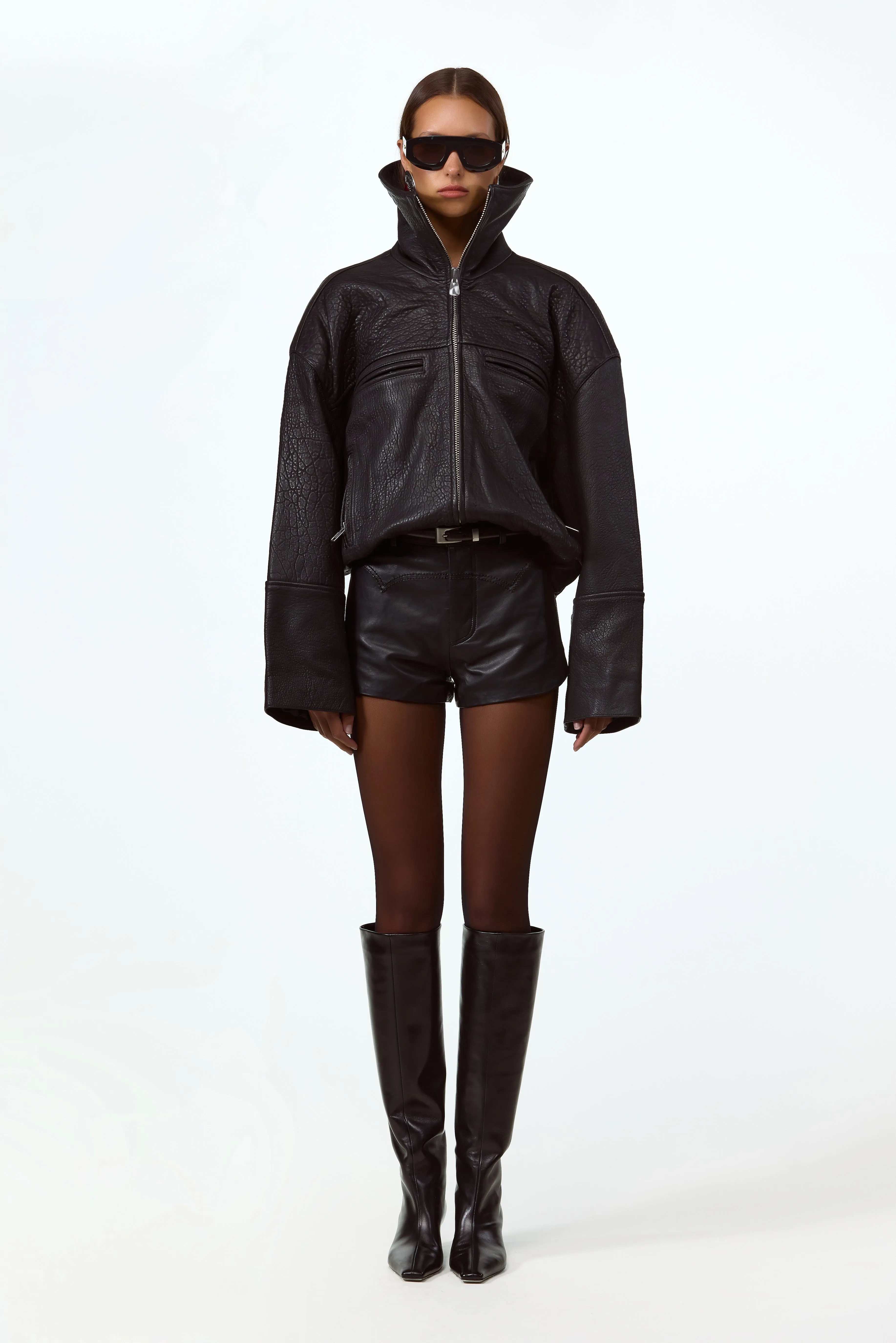 The Leather Bomber Jacket (Black) sold by SAME product image thumbnail 5