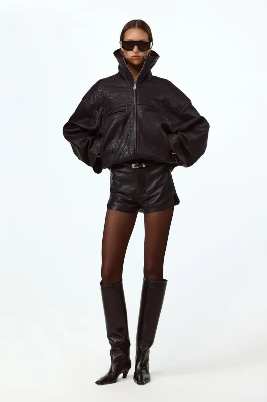 The Leather Bomber Jacket (Black) sold by SAME