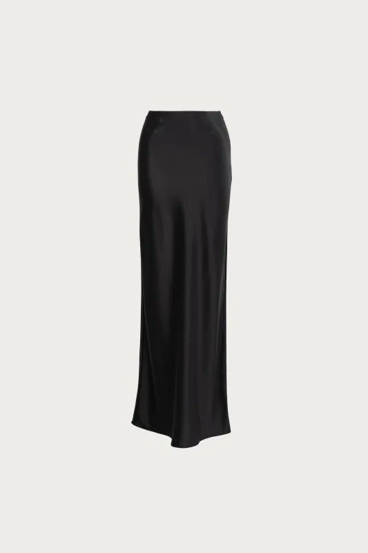 Satin Maxi Skirt (Black) sold by SAME