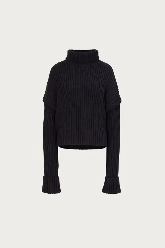 Oversized Ribbed Wool Sweater (Black) sold by SAME