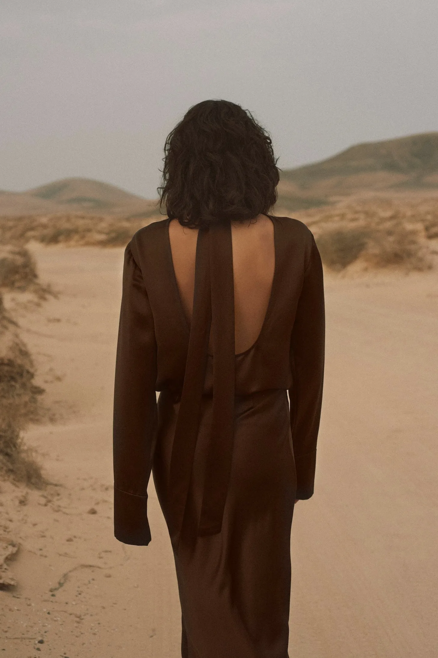 Satin Long Sleeve Blouse (Chocolate Brown) sold by SAME product image thumbnail 3