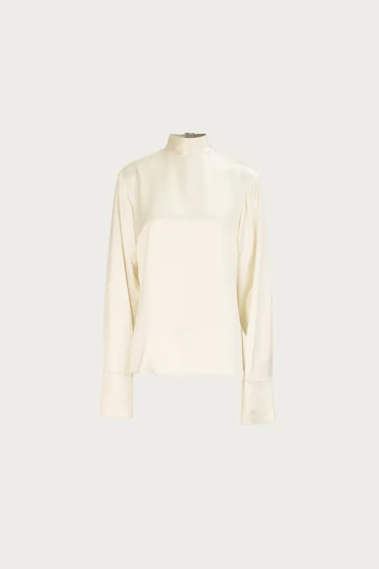 Satin Long Sleeve Blouse (Cream) sold by SAME