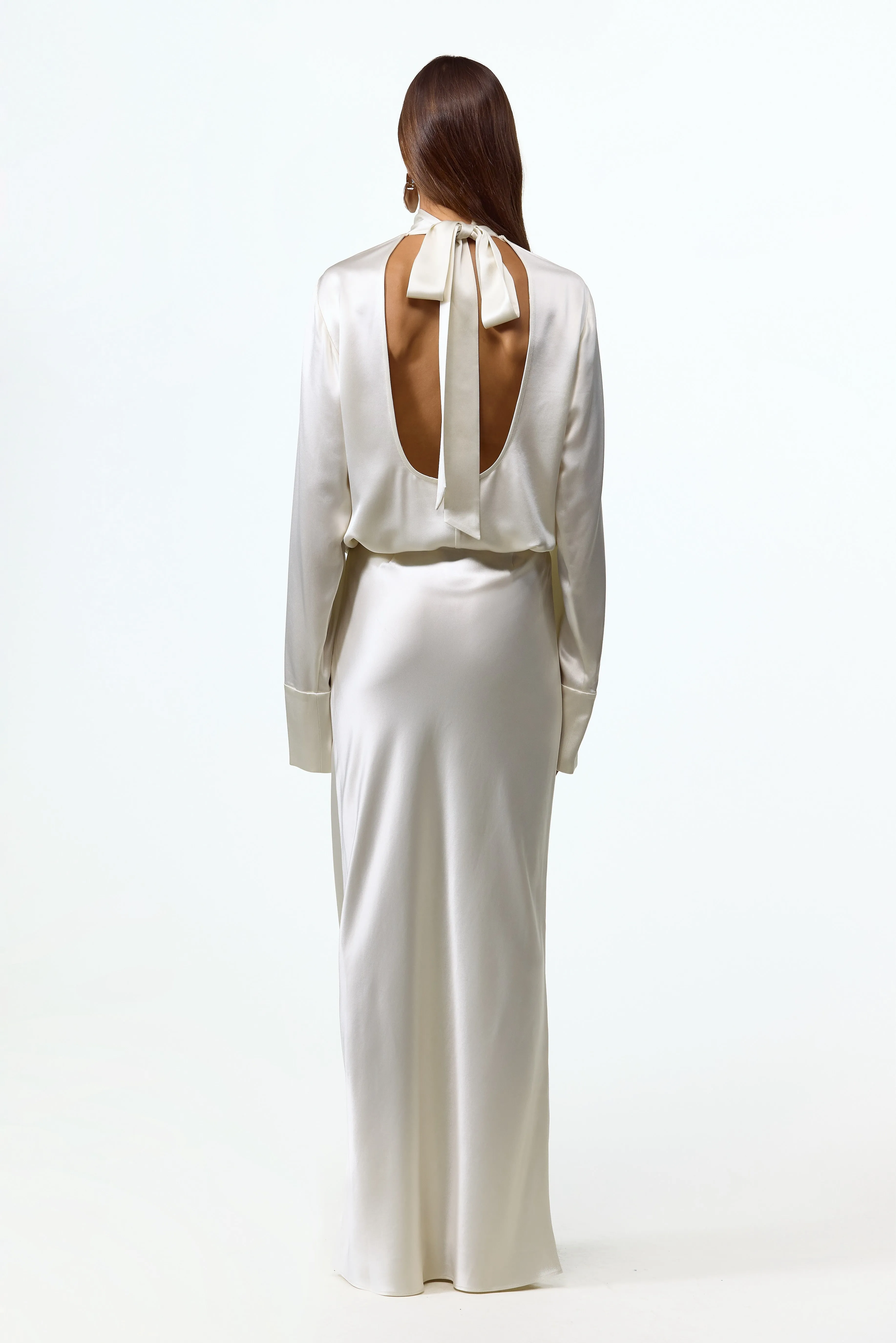 Satin Long Sleeve Blouse (Cream) sold by SAME product image thumbnail 5