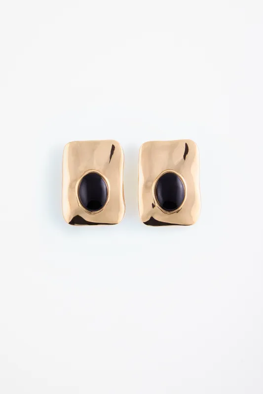 Hammer Stone Earring (Gold/Black) sold by SAME