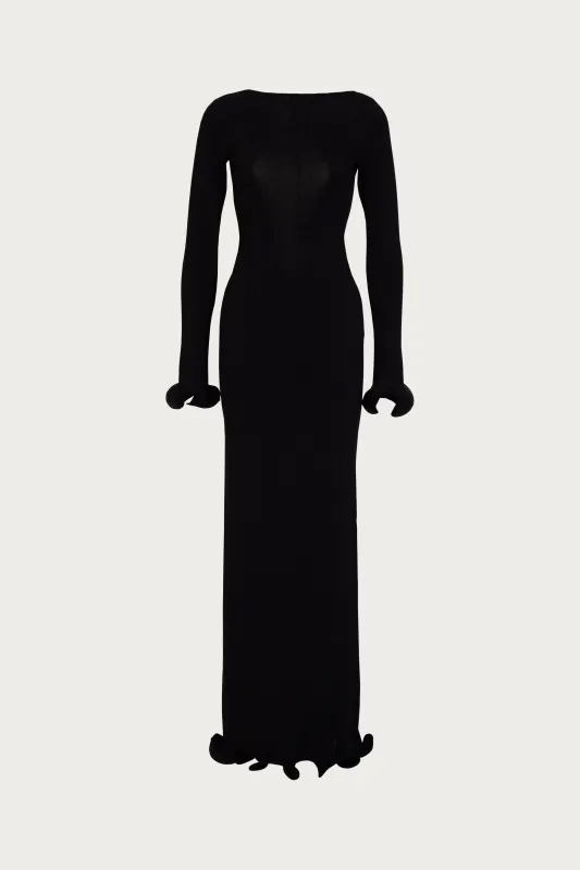 Ruffle Hem Maxi Dress (Black) sold by SAME