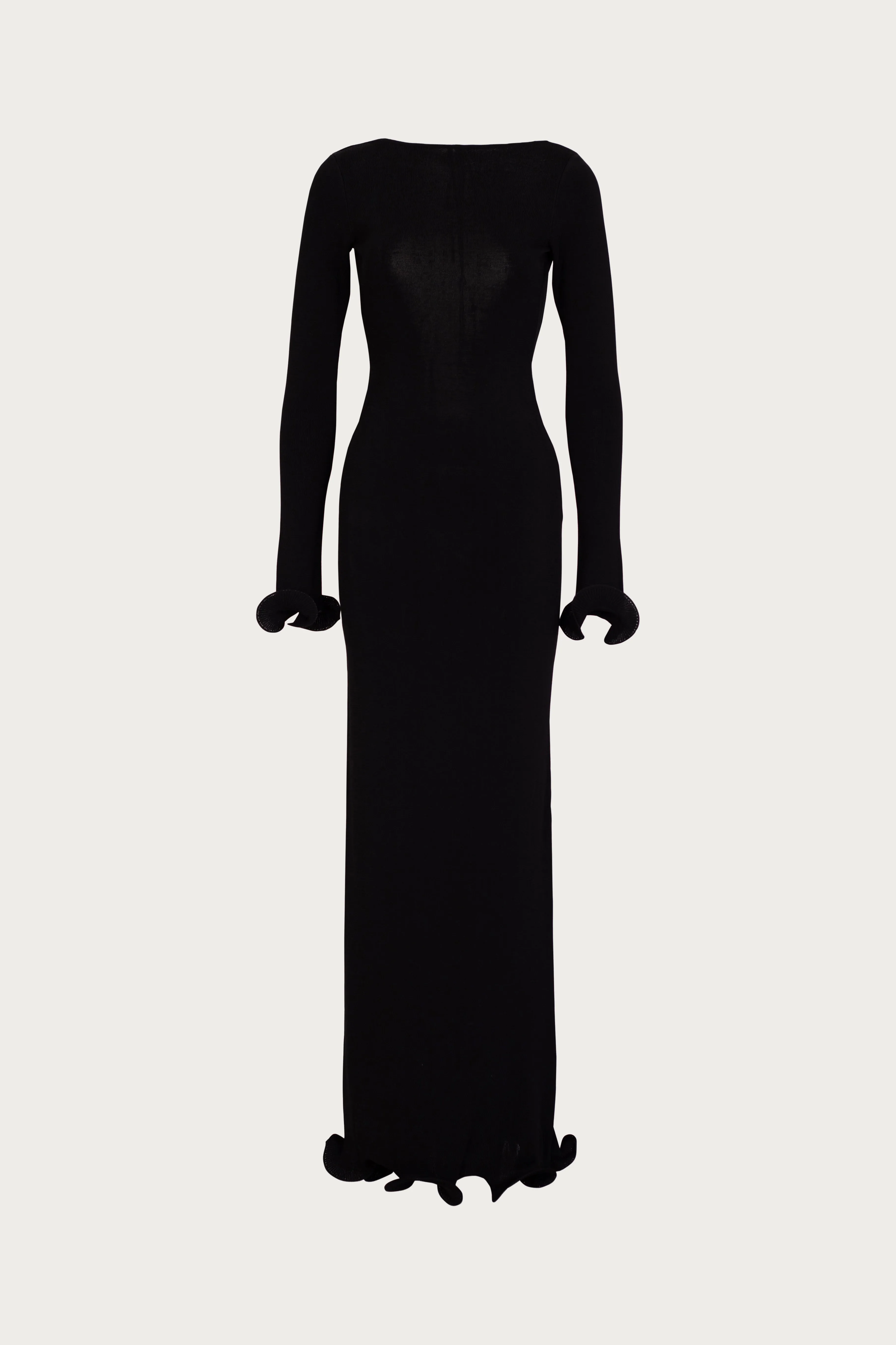 Ruffle Hem Maxi Dress (Black) sold by SAME