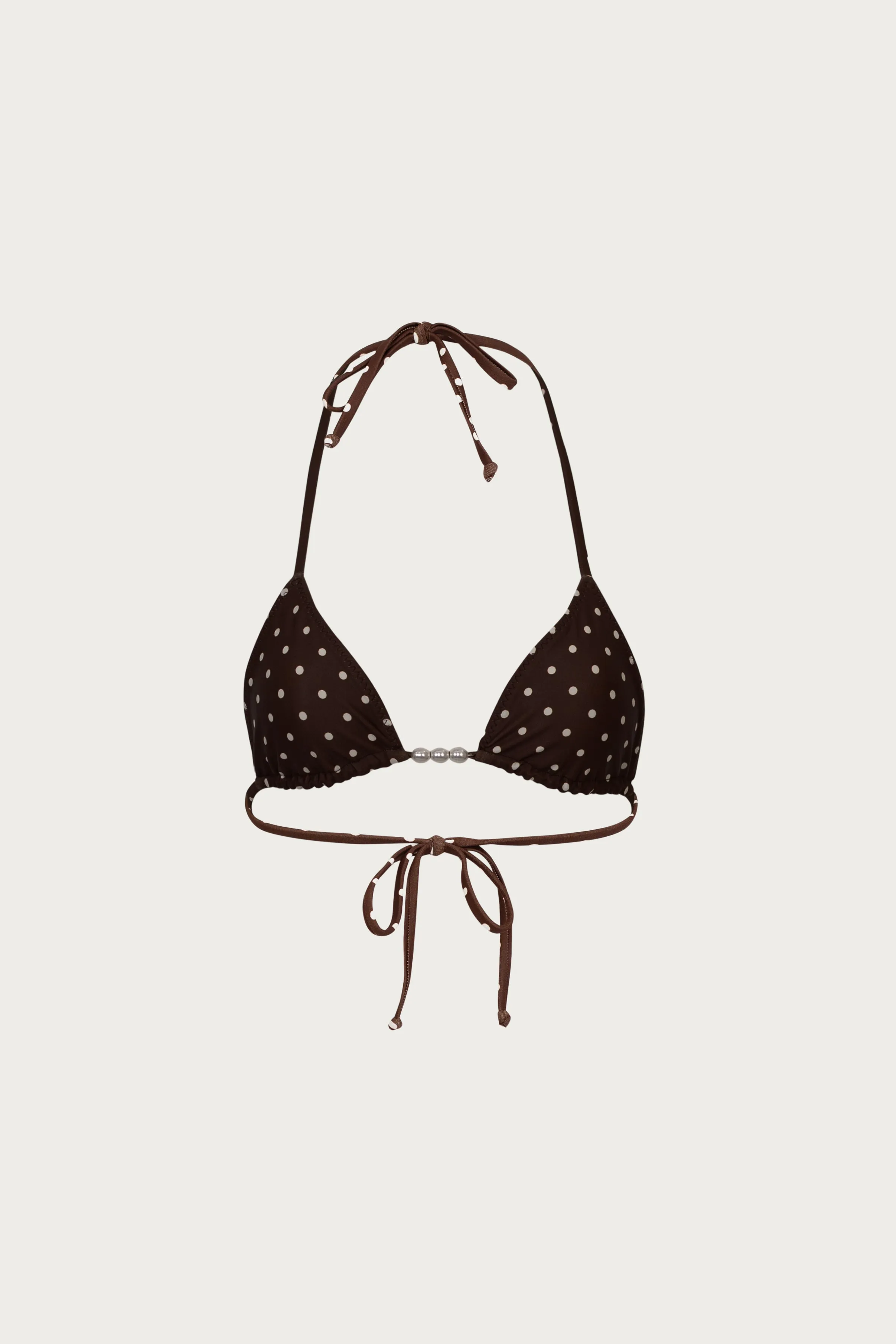 Beaded Triangle Top (Brown Cream Polka Dot) sold by SAME product image thumbnail 2