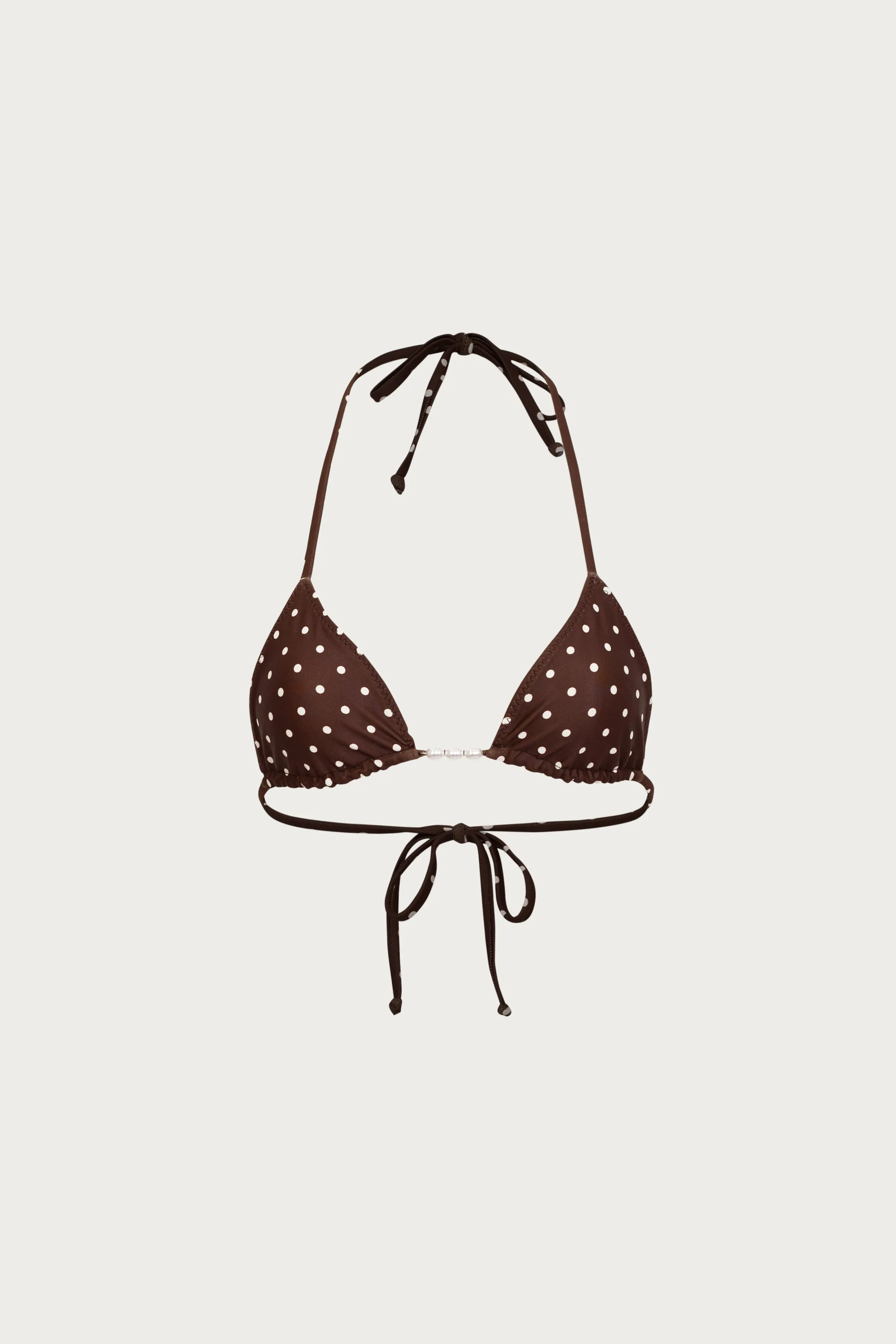 Beaded Triangle Top (Brown Cream Polka Dot) sold by SAME