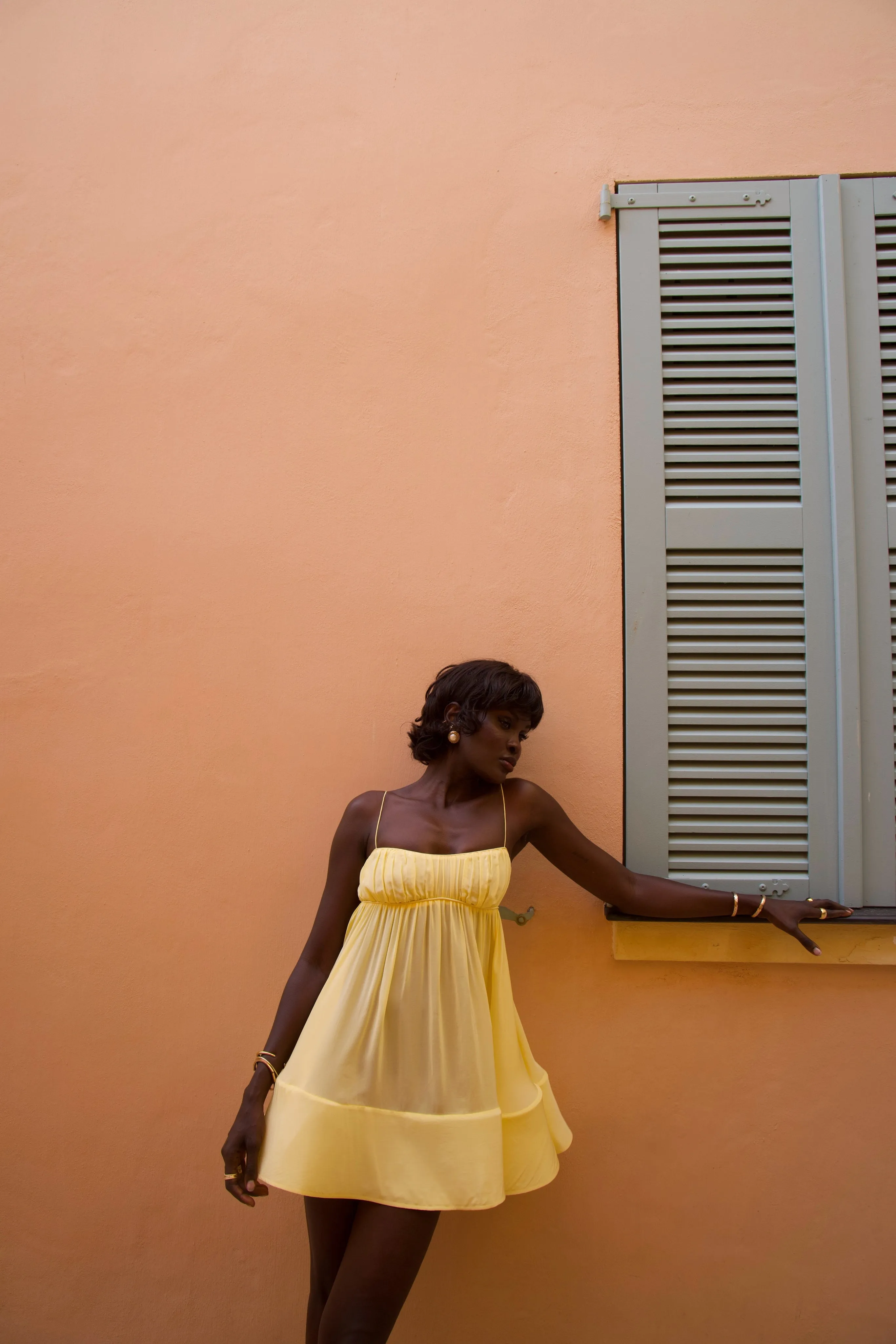 Ruched Flounce Mini Dress (Butter Yellow) sold by SAME product image thumbnail 2