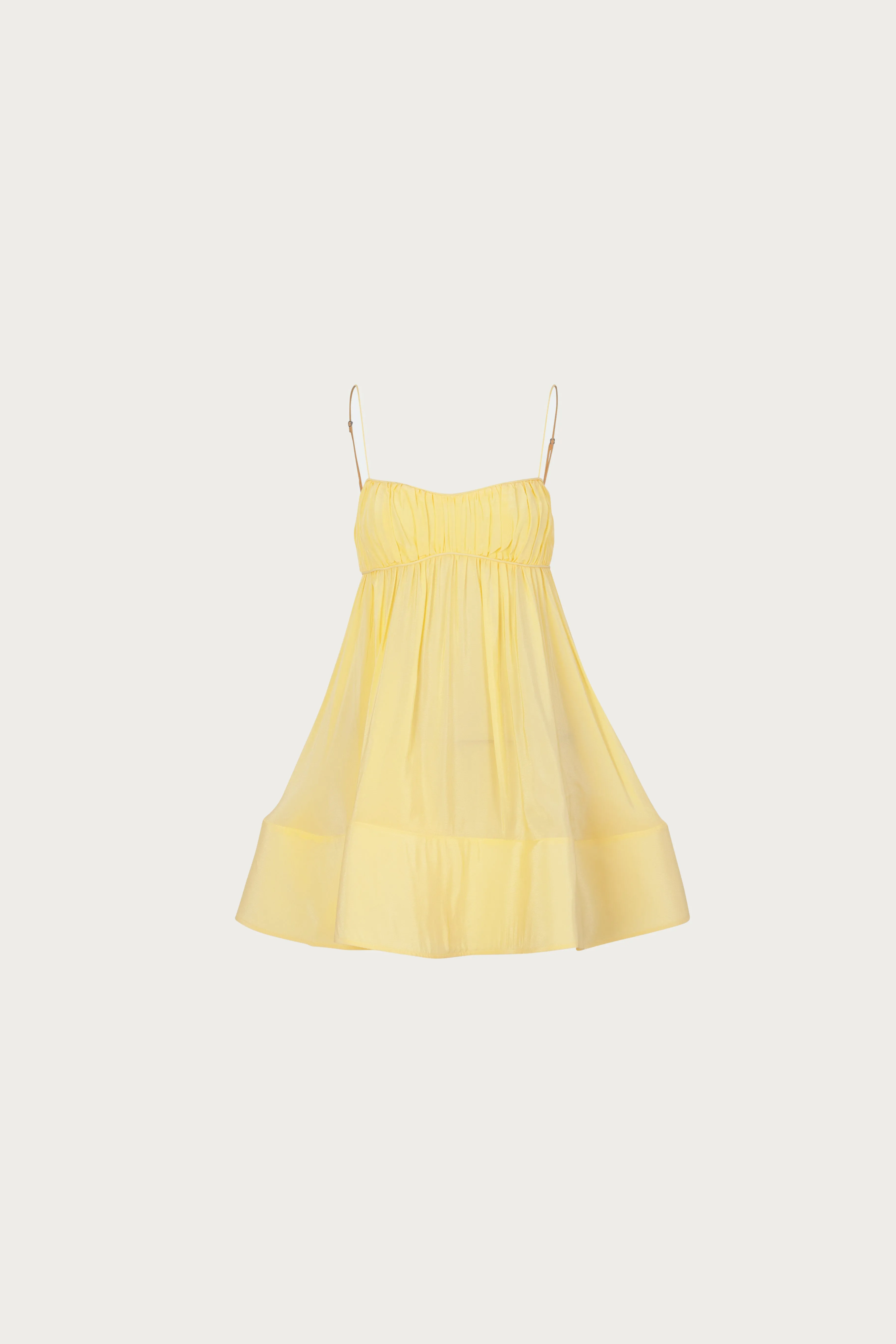 Ruched Flounce Mini Dress (Butter Yellow) sold by SAME