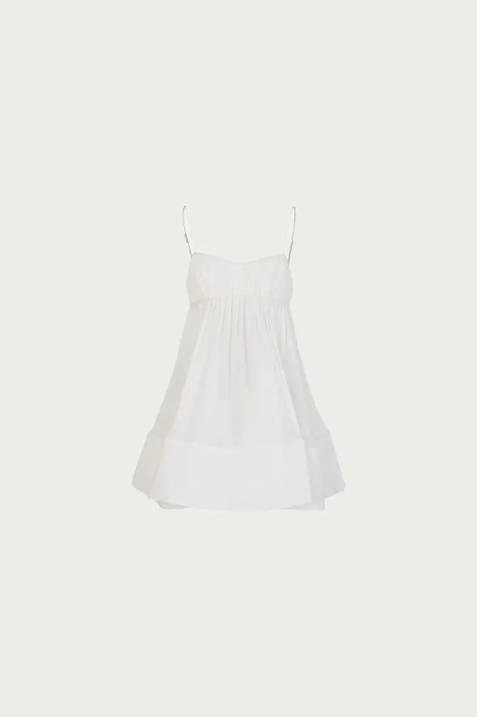 Ruched Flounce Mini Dress (White) sold by SAME