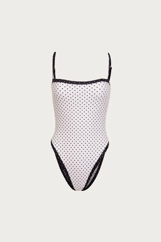 Colorblock One Piece (Cream Black Polka Dot/Black) sold by SAME