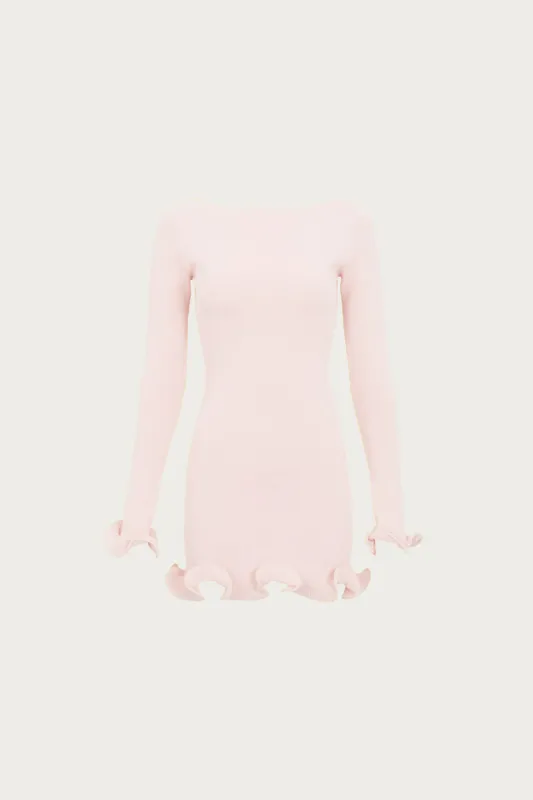 Ruffle Hem Mini Dress (Pale Pink) sold by SAME