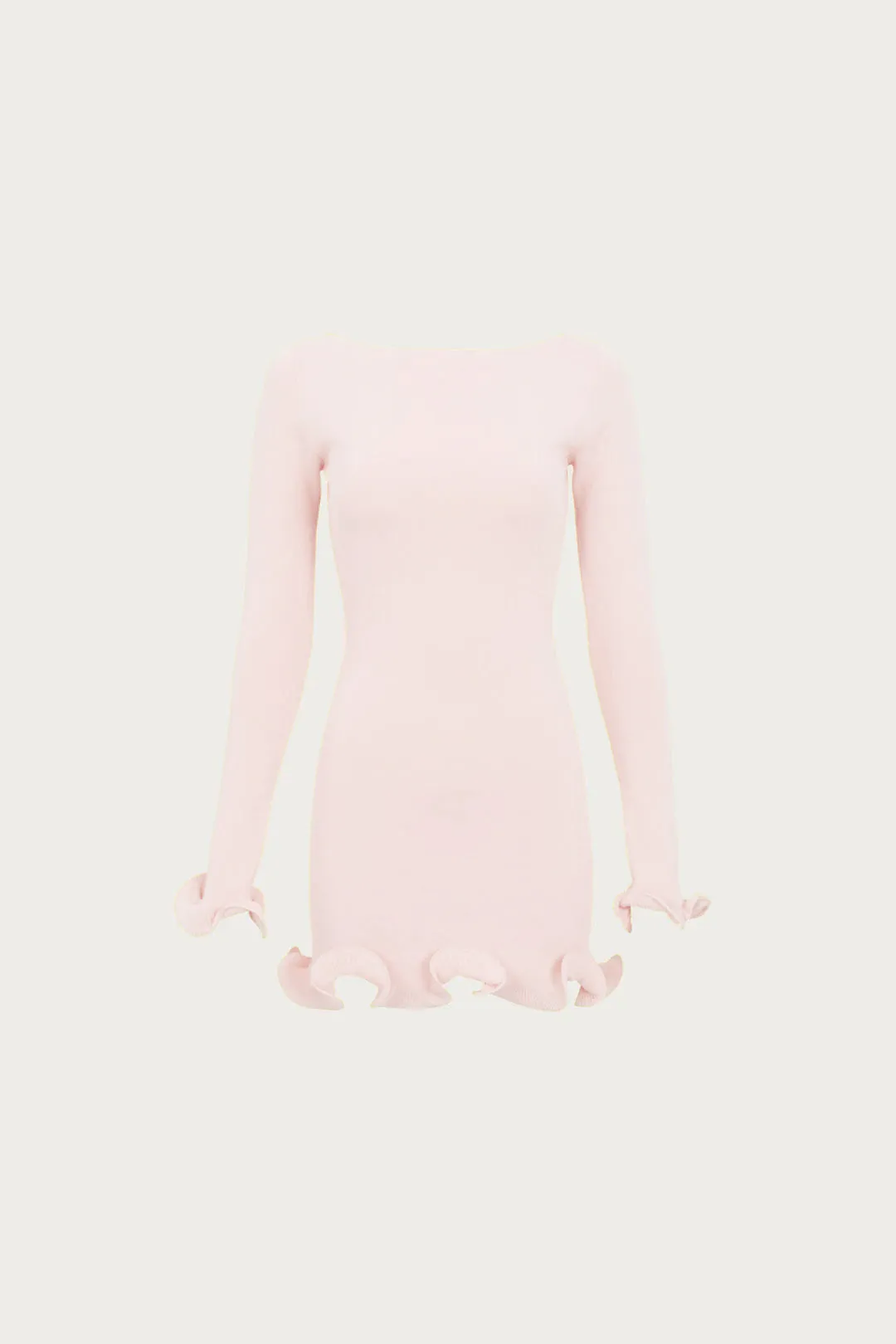 Ruffle Hem Mini Dress (Pale Pink) sold by SAME