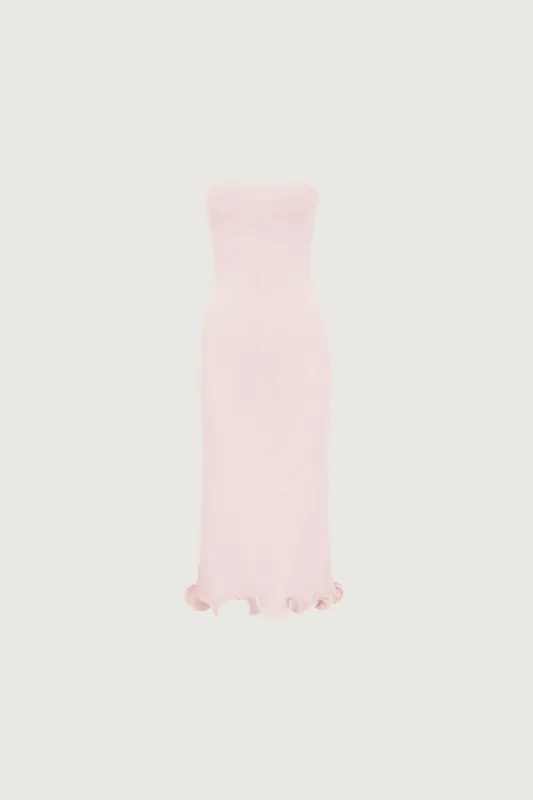 Ruffle Hem Strapless Dress (Pale Pink) sold by SAME