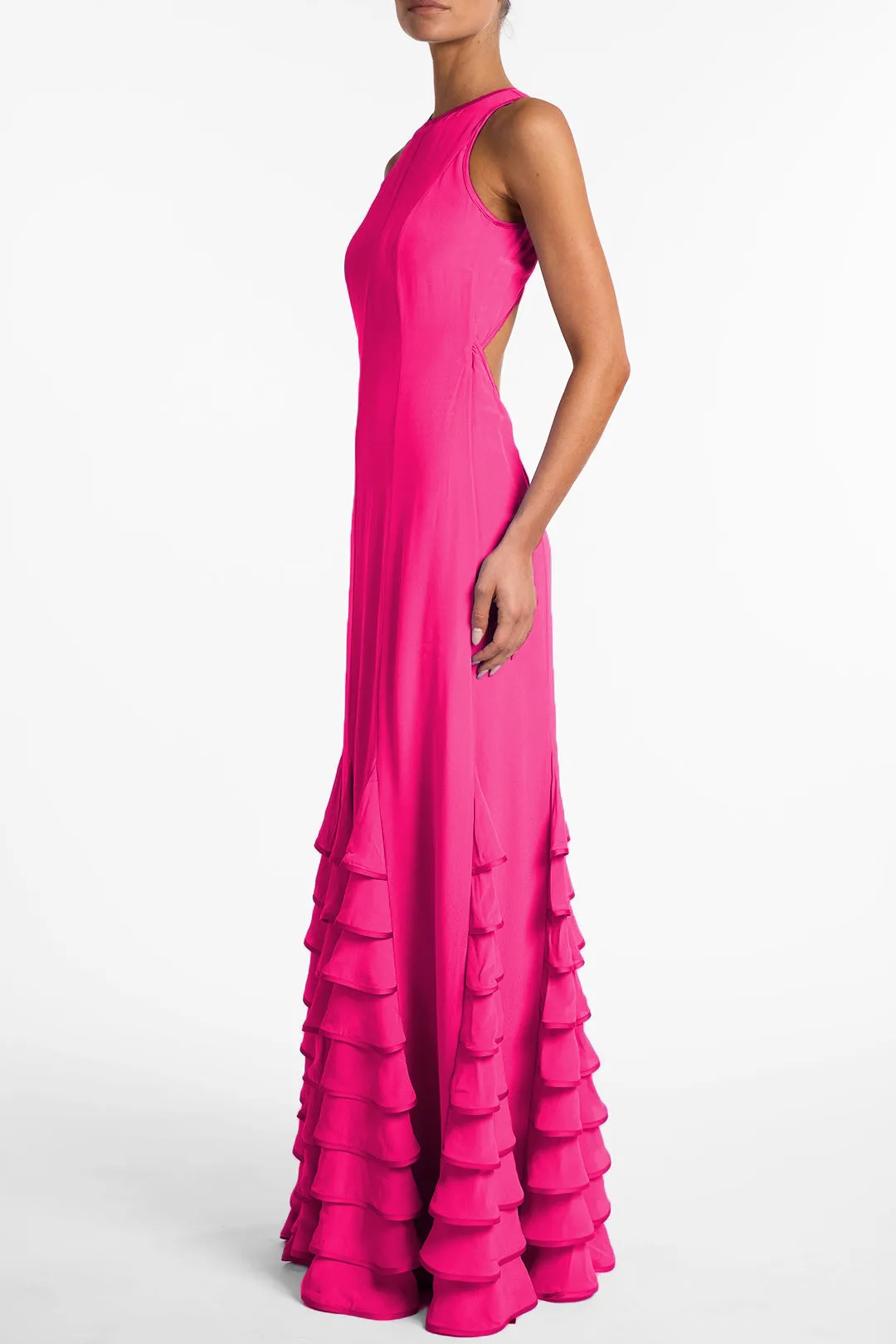 Tiered Chiffon Gown (Fuchsia) sold by SAME product image thumbnail 4