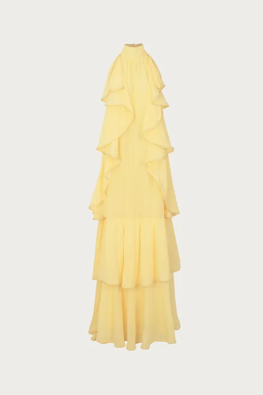 Layered Chiffon Gown (Butter Yellow) sold by SAME