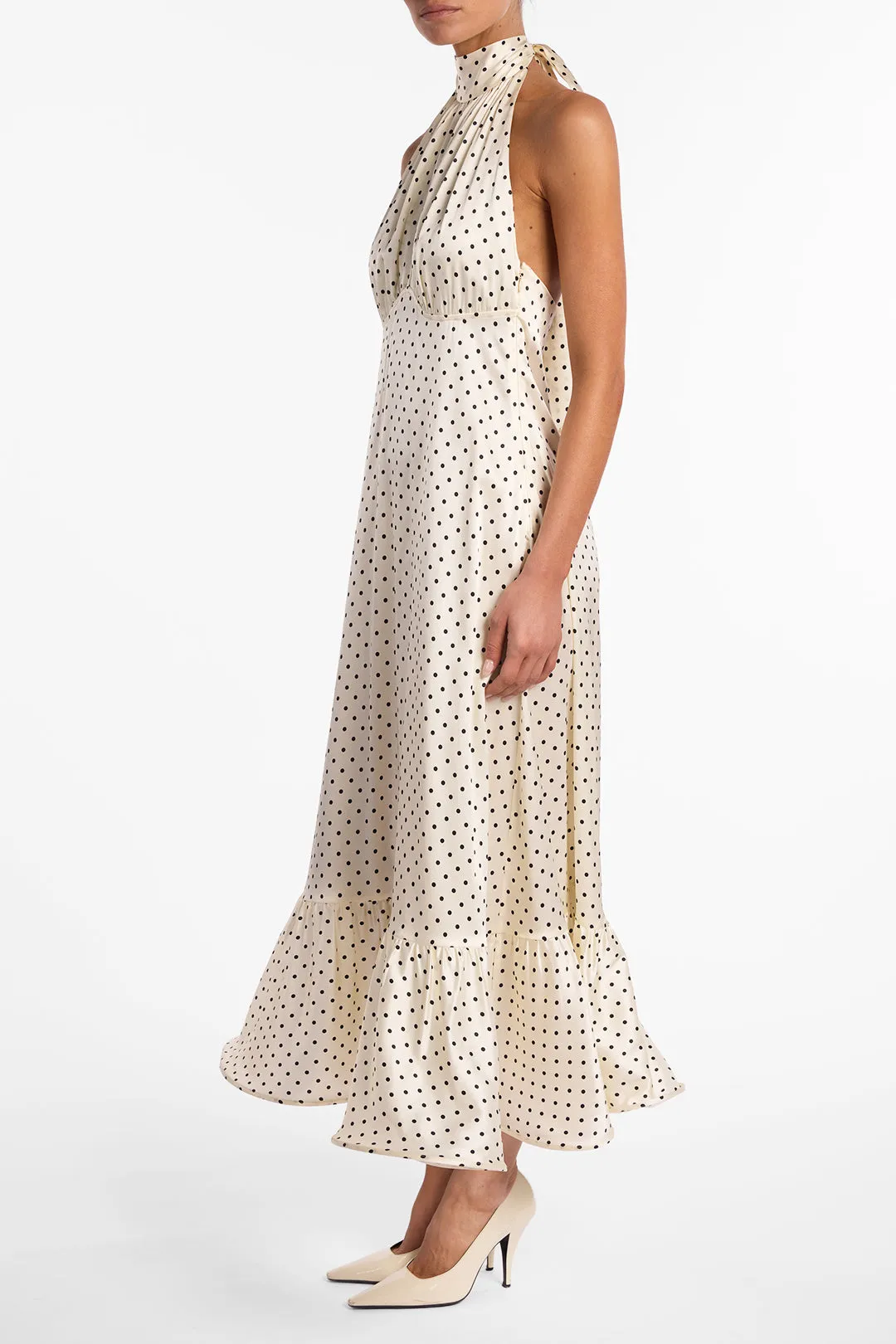 Halter Flounce Midi Dress (Cream Polka Dot) sold by SAME product image thumbnail 5