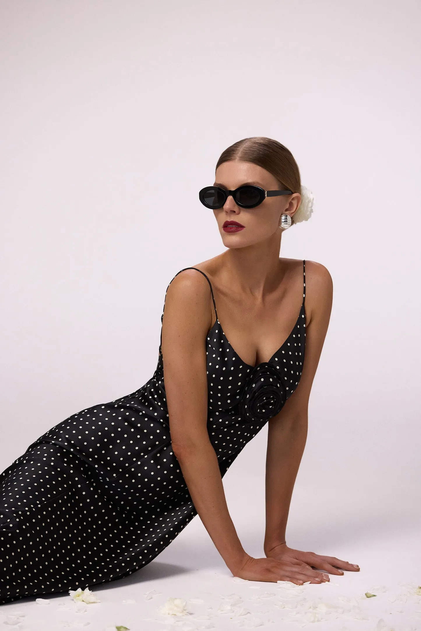 Deep V Rosette Gown (Black Polka Dot) sold by SAME product image thumbnail 3