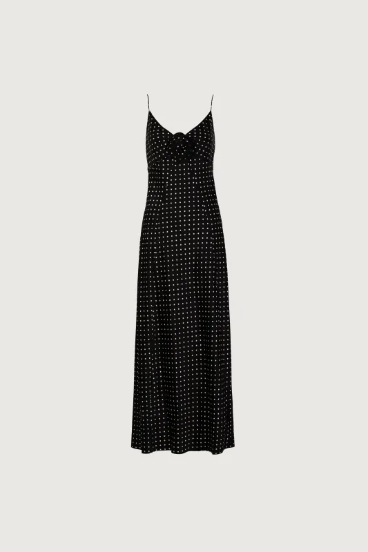 Deep V Rosette Gown (Black Polka Dot) sold by SAME
