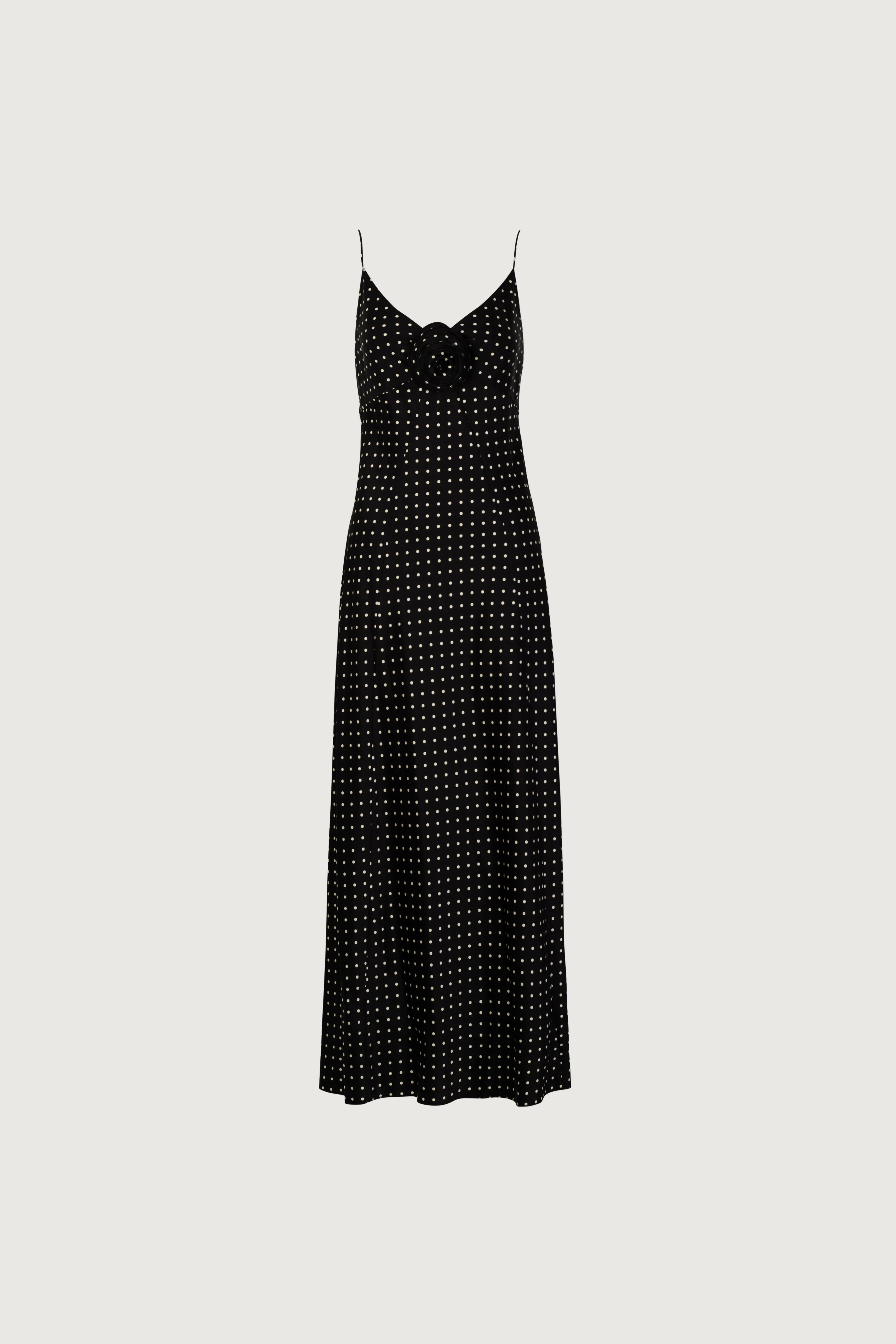 Deep V Rosette Gown (Black Polka Dot) sold by SAME