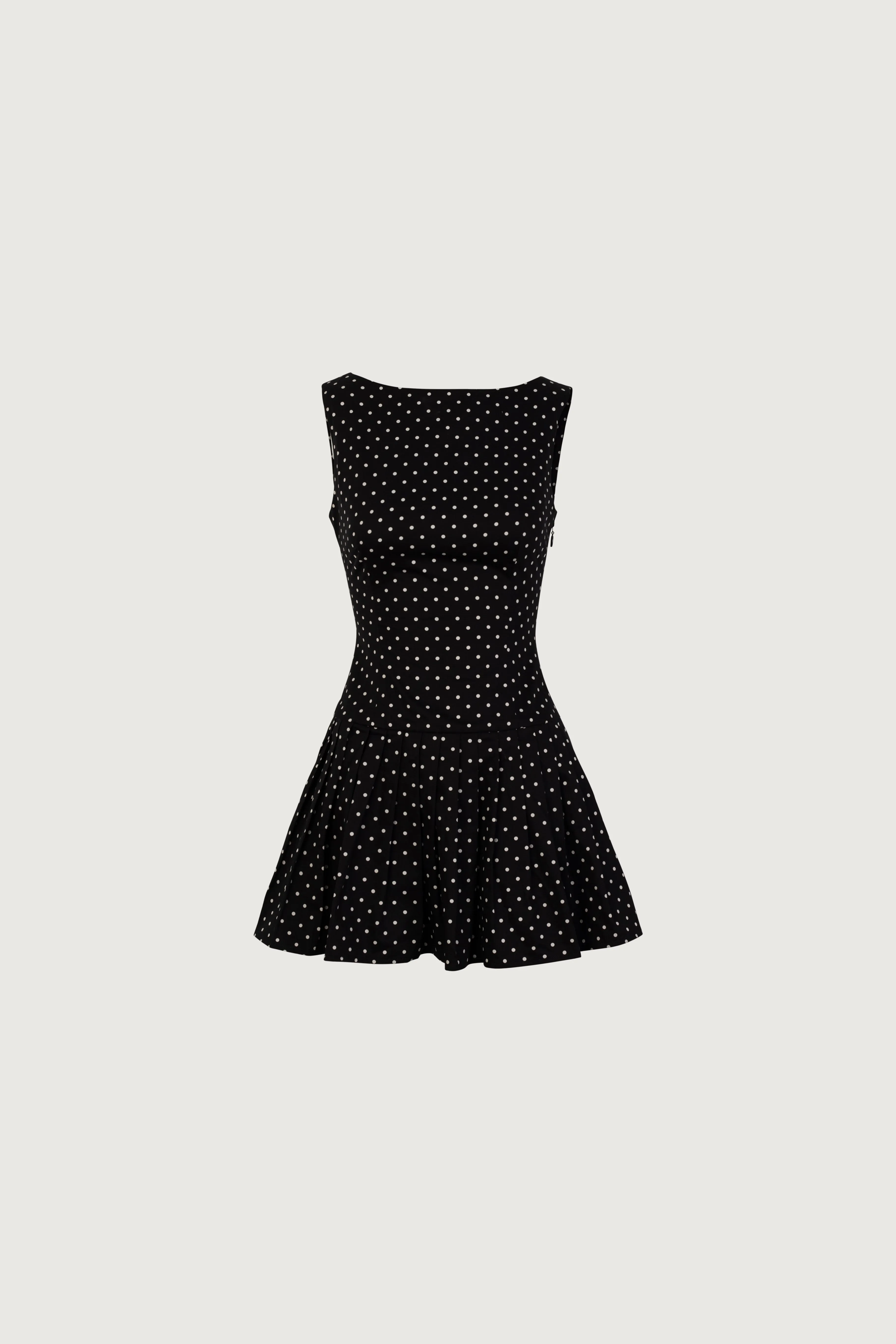 Poplin Mini Dress (Black Polka Dot) sold by SAME