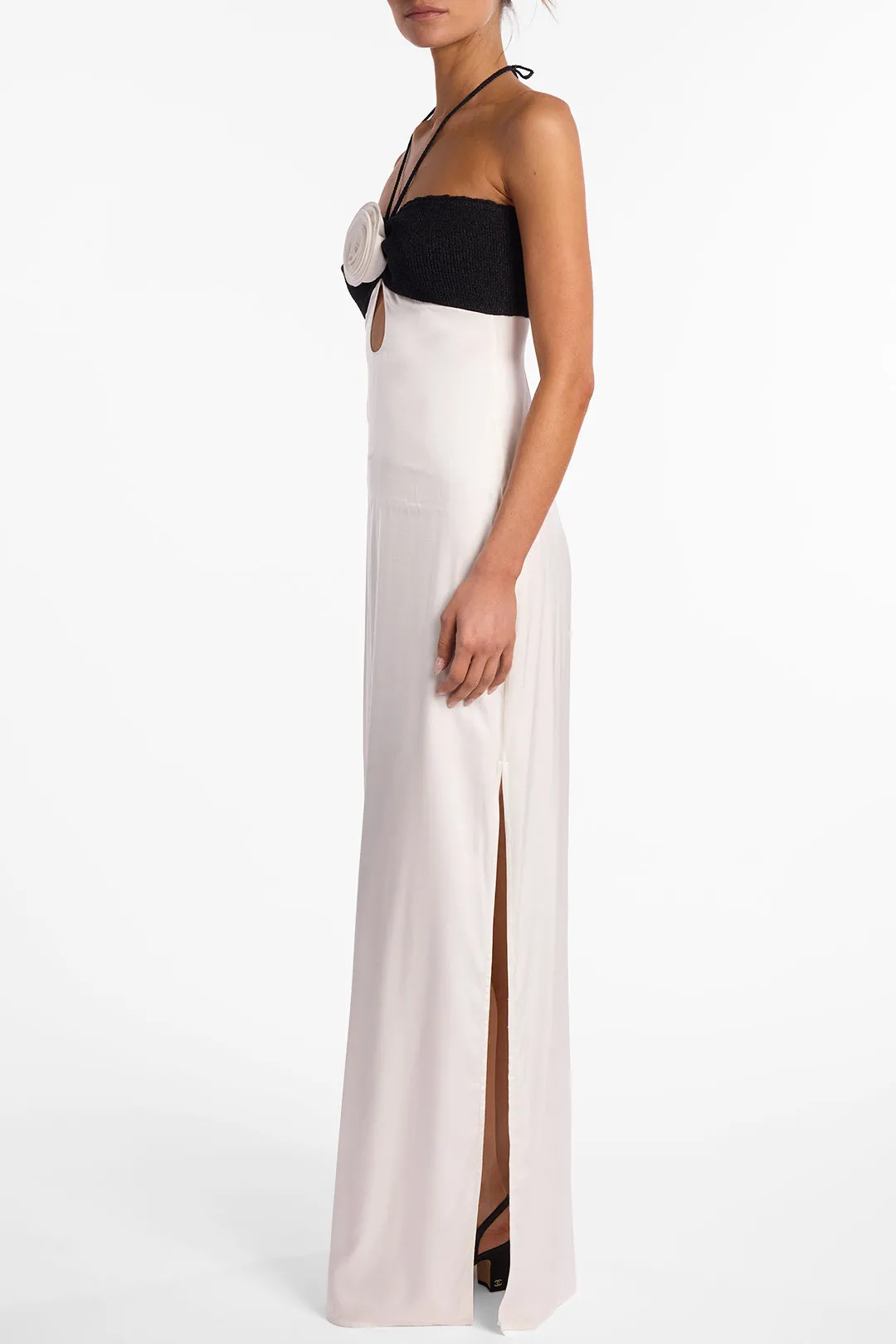 Rosette Silk Dress (Cream/Black) sold by SAME product image thumbnail 5