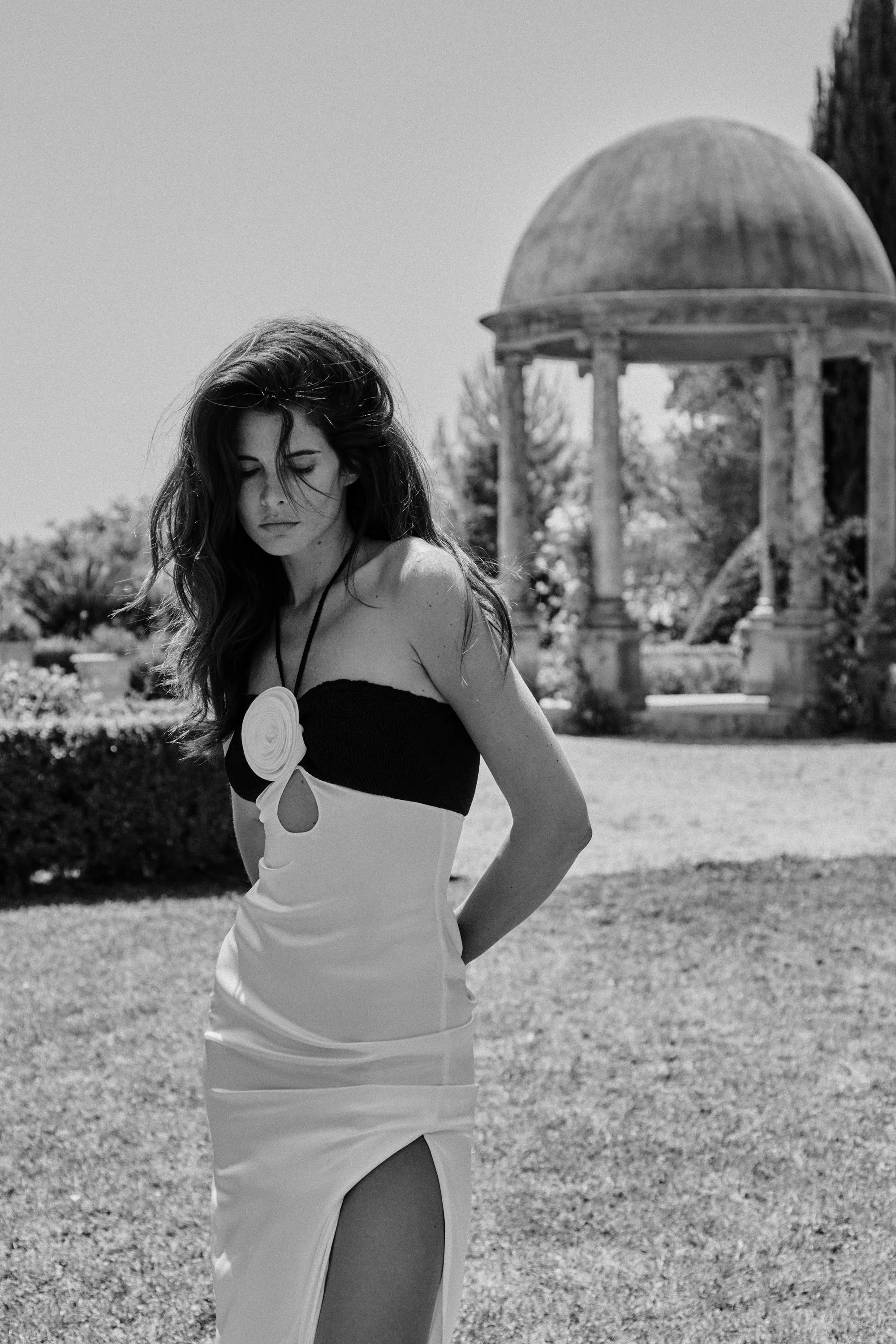 Rosette Silk Dress (Cream/Black) sold by SAME product image thumbnail 2