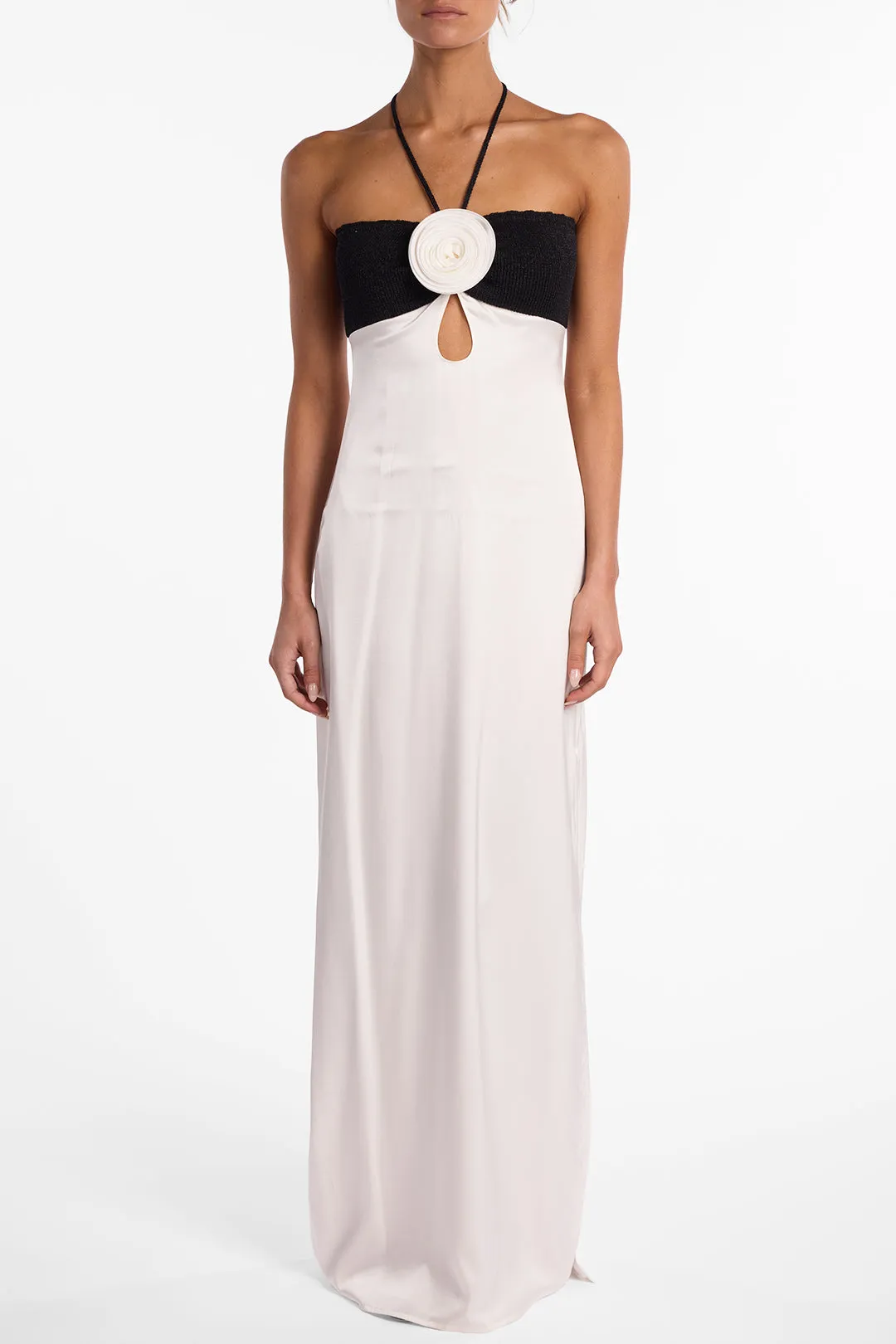 Rosette Silk Dress (Cream/Black) sold by SAME product image thumbnail 4