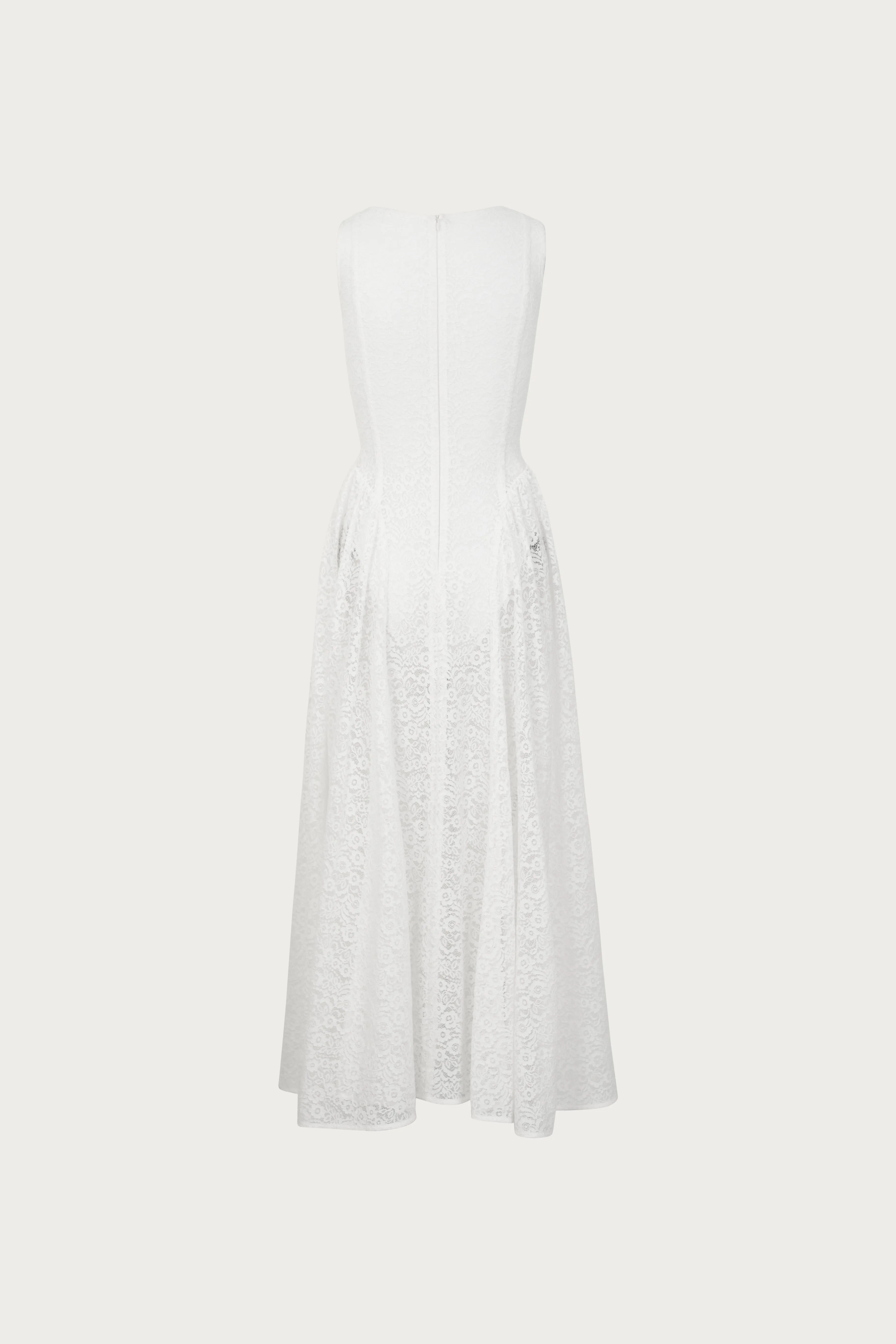 French Lace Midi Dress (White) sold by SAME product image thumbnail 5