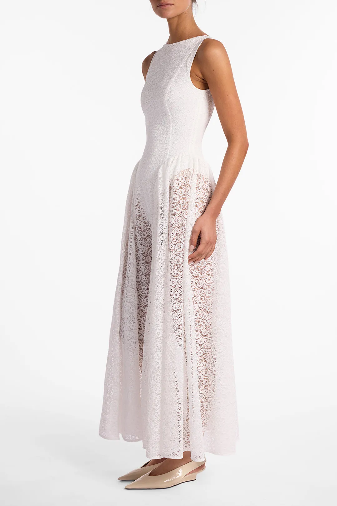 French Lace Midi Dress (White) sold by SAME product image thumbnail 3