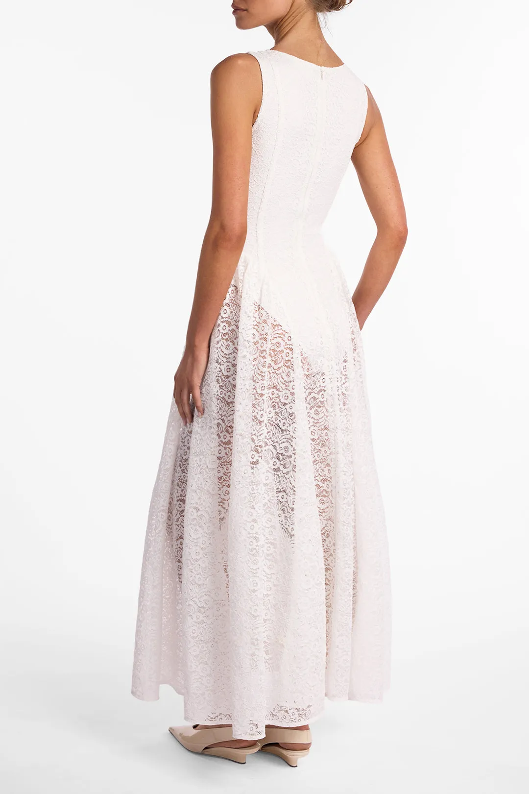 French Lace Midi Dress (White) sold by SAME product image thumbnail 4