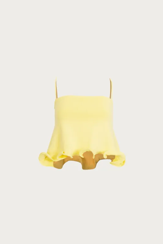 Ruffle Hem Crop Top (Butter Yellow) sold by SAME