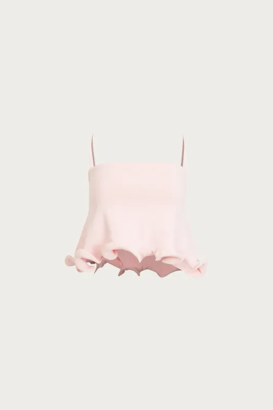 Ruffle Hem Crop Top (Pale Pink) sold by SAME