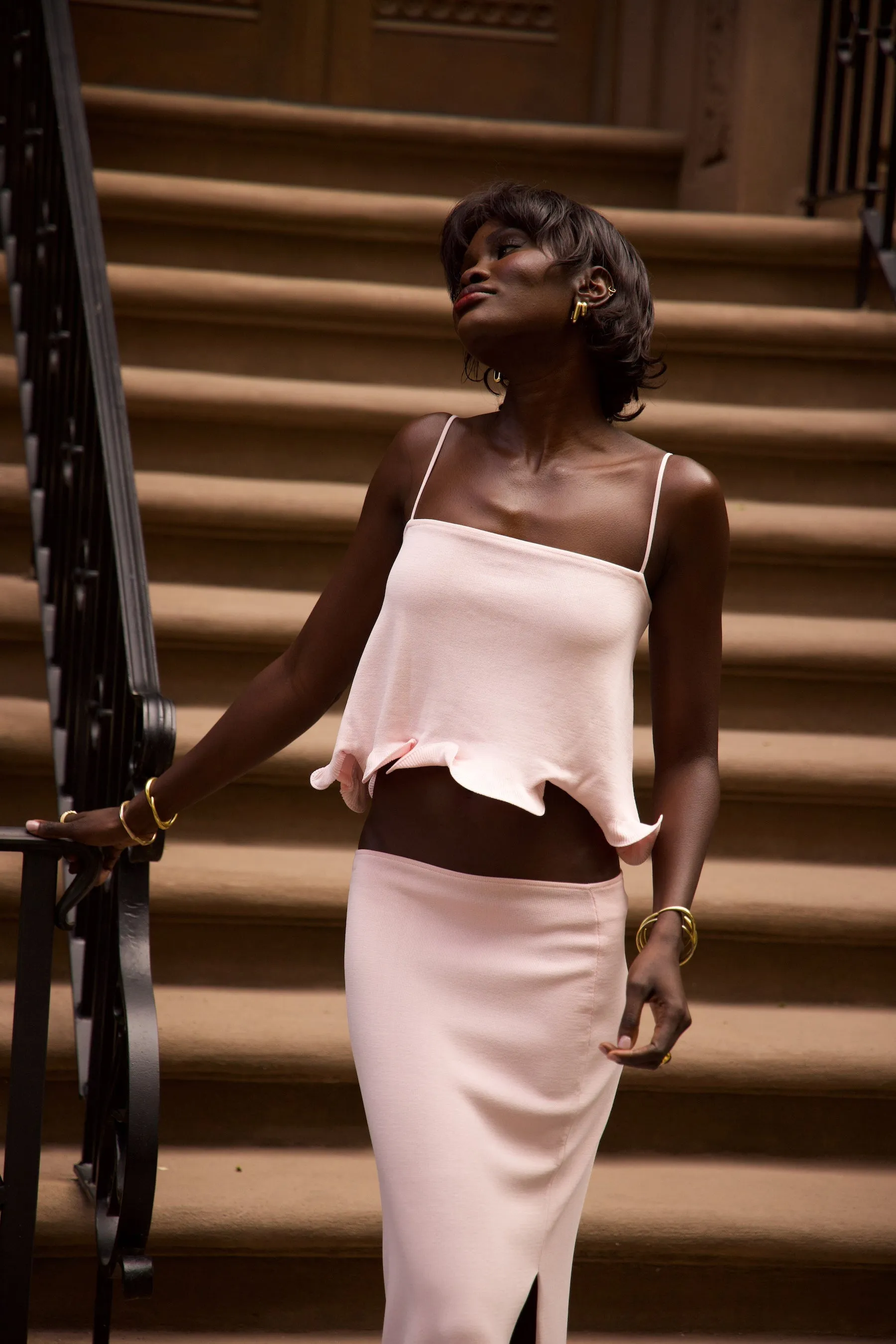 Ruffle Hem Crop Top (Pale Pink) sold by SAME product image thumbnail 2