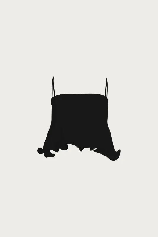 Ruffle Hem Crop Top (Black) sold by SAME