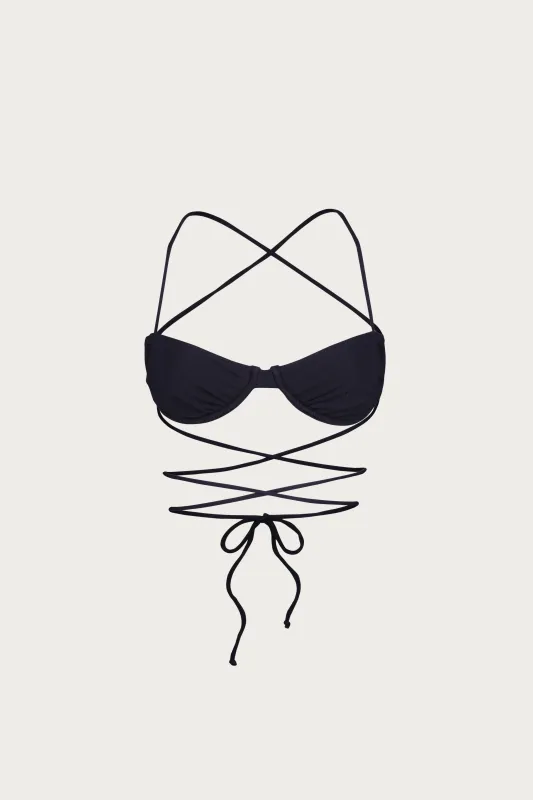 Thin Ruched Bra (Faux Suede Black) sold by SAME